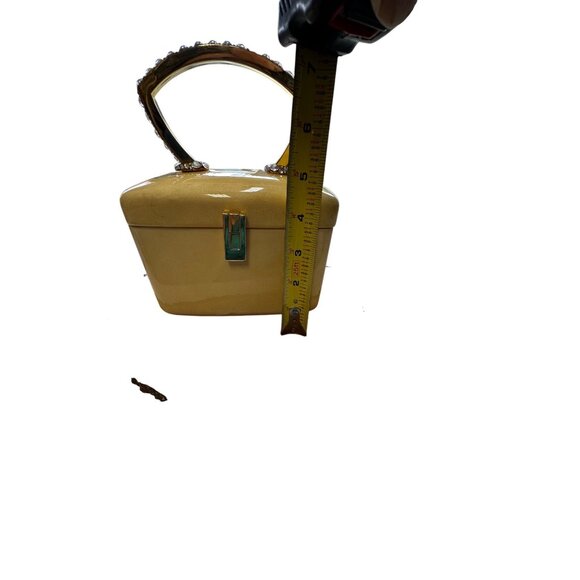 Vtg Lucite Box Purse Rhinestone Embellished Handle White Stag? Wilardy? Read - Picture 16 of 16